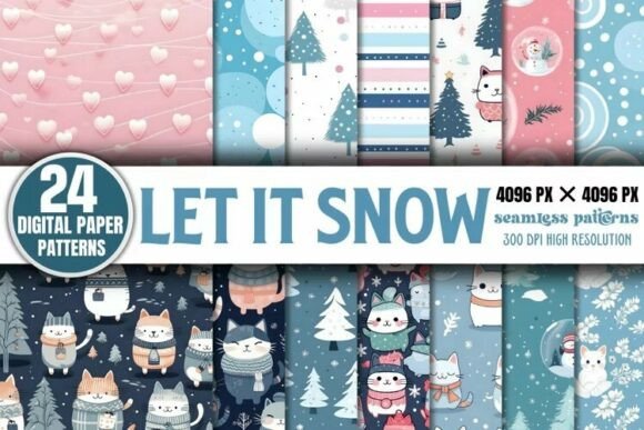 Download Let It Snow Digital Papers Bundle - Snow Collection