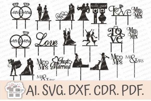 Download Wedding Cake Topper Svg. Laser Cut - Cake Collection