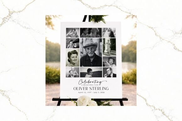 Download Funeral Photo Collage B&amp;W Canva FR005 - Premium Resources