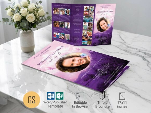 Download Violet Sky Funeral Program Template Word - Funeral Collection