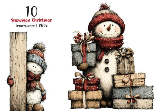 Download Whimsical Peeking Snowman Christmas PNG - Snow Collection