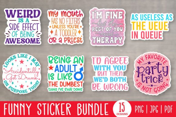 Download Funny Printable Stickers Bundle PNG - Printable stickers Collection
