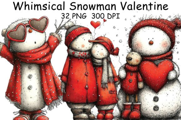 Download Whimsical Snowman Valentine Clipart - Snow Collection